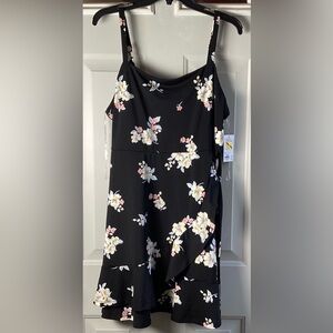 SO Black Floral Sundress with Cream & Pink Blooms